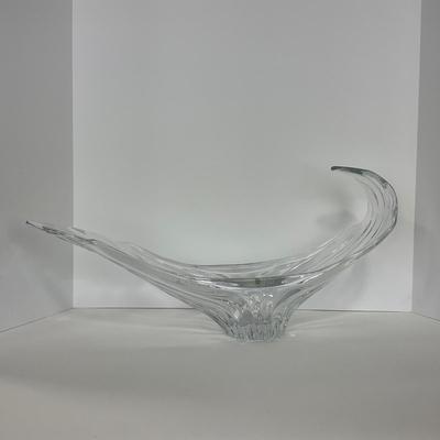 -220- GLASSWARE | Large Clear Glass Center Piece | Made In France