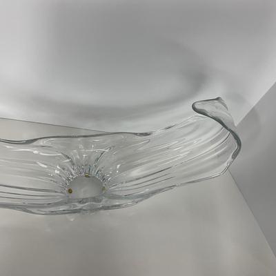 -220- GLASSWARE | Large Clear Glass Center Piece | Made In France