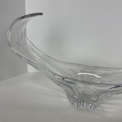 -220- GLASSWARE | Large Clear Glass Center Piece | Made In France