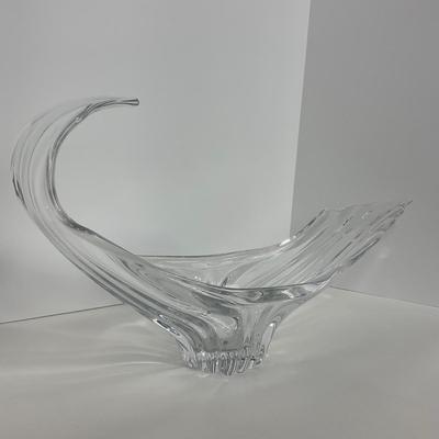 -220- GLASSWARE | Large Clear Glass Center Piece | Made In France