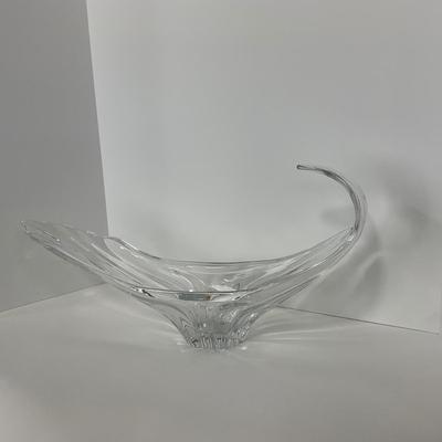 -220- GLASSWARE | Large Clear Glass Center Piece | Made In France