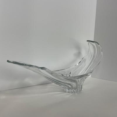 -220- GLASSWARE | Large Clear Glass Center Piece | Made In France