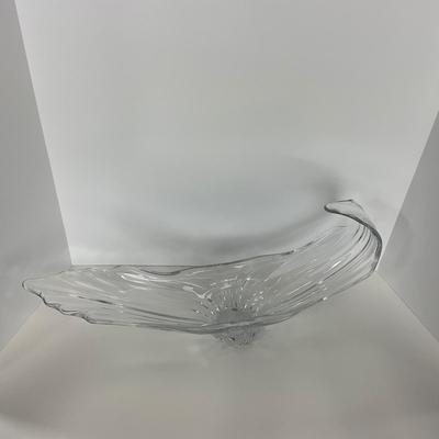 -220- GLASSWARE | Large Clear Glass Center Piece | Made In France