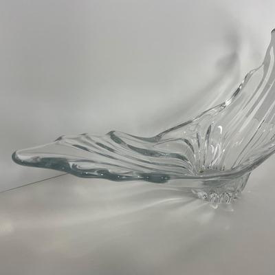 -220- GLASSWARE | Large Clear Glass Center Piece | Made In France