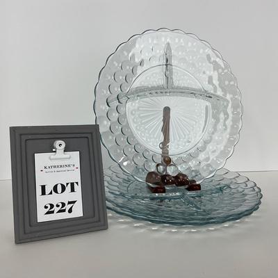 -227- GLASSWARE | Bubble Fire King Hocking Glass Co. | Divided Plate