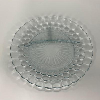 -227- GLASSWARE | Bubble Fire King Hocking Glass Co. | Divided Plate