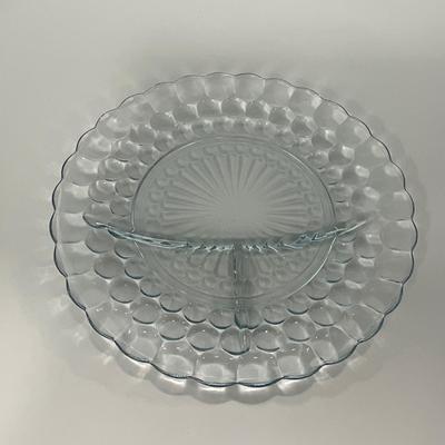 -227- GLASSWARE | Bubble Fire King Hocking Glass Co. | Divided Plate
