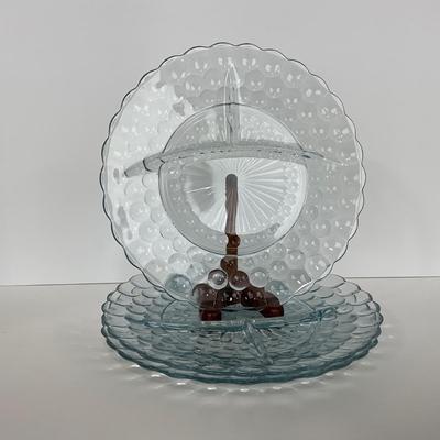-227- GLASSWARE | Bubble Fire King Hocking Glass Co. | Divided Plate