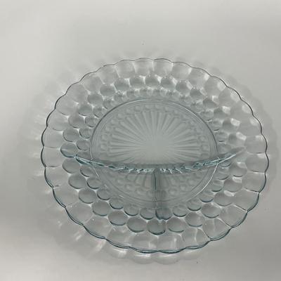 -227- GLASSWARE | Bubble Fire King Hocking Glass Co. | Divided Plate