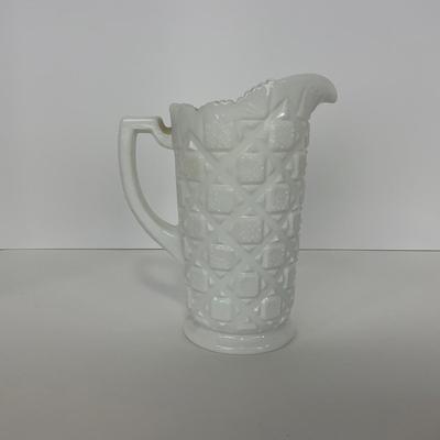 -229- GLASSWARE | Westmoreland Milk Glass Paneled Grape Pitcher