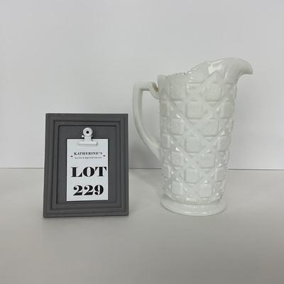 -229- GLASSWARE | Westmoreland Milk Glass Paneled Grape Pitcher