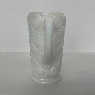 -229- GLASSWARE | Westmoreland Milk Glass Paneled Grape Pitcher
