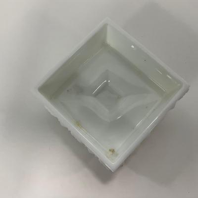 -230- GLASSWARE | Westmoreland Milk Glass Old Quilt Square | Covered Compotes