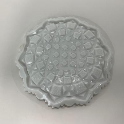 -231- GLASSWARE | Westmoreland Milk Glass Old Quilt | Butter Dish