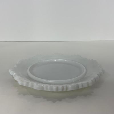 -231- GLASSWARE | Westmoreland Milk Glass Old Quilt | Butter Dish