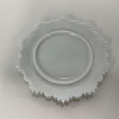 -231- GLASSWARE | Westmoreland Milk Glass Old Quilt | Butter Dish