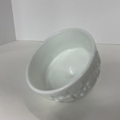 -231- GLASSWARE | Westmoreland Milk Glass Old Quilt | Butter Dish
