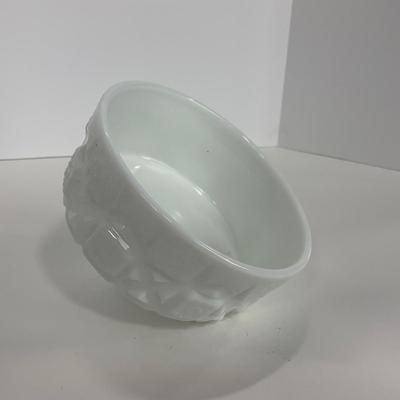 -231- GLASSWARE | Westmoreland Milk Glass Old Quilt | Butter Dish