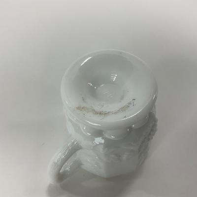 -233- GLASSWARE | Westmoreland Milk Glass Paneled Grape | Salt, Pepper, Covered Dish, & Creamer