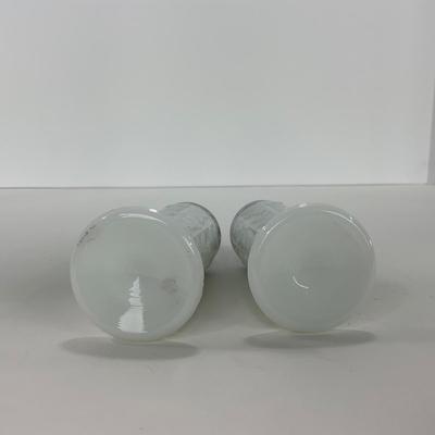 -233- GLASSWARE | Westmoreland Milk Glass Paneled Grape | Salt, Pepper, Covered Dish, & Creamer