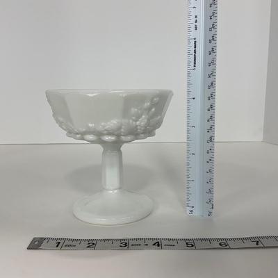 -233- GLASSWARE | Westmoreland Milk Glass Paneled Grape | Salt, Pepper, Covered Dish, & Creamer