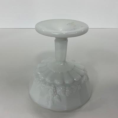 -233- GLASSWARE | Westmoreland Milk Glass Paneled Grape | Salt, Pepper, Covered Dish, & Creamer