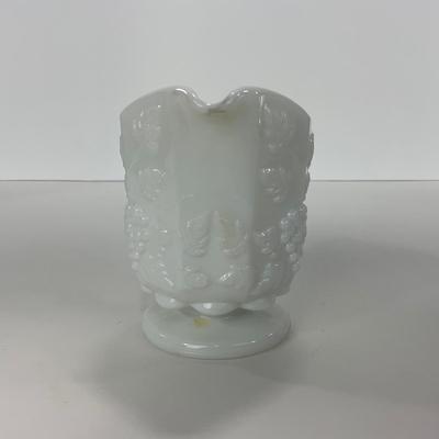 -233- GLASSWARE | Westmoreland Milk Glass Paneled Grape | Salt, Pepper, Covered Dish, & Creamer