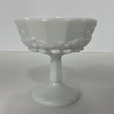 -233- GLASSWARE | Westmoreland Milk Glass Paneled Grape | Salt, Pepper, Covered Dish, & Creamer