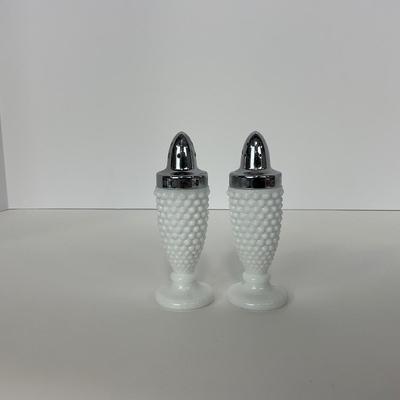 -234- GLASSWARE | Westmoreland Milk Glass Hobnail | Salt & Pepper Shakers