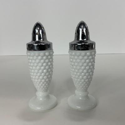 -234- GLASSWARE | Westmoreland Milk Glass Hobnail | Salt & Pepper Shakers