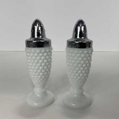 -234- GLASSWARE | Westmoreland Milk Glass Hobnail | Salt & Pepper Shakers