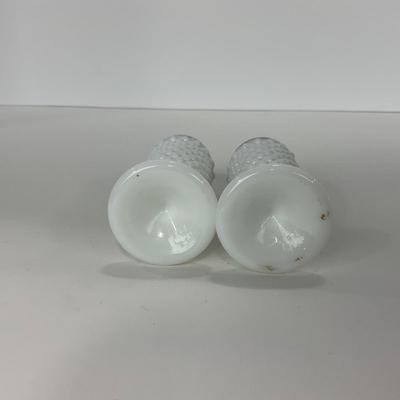 -234- GLASSWARE | Westmoreland Milk Glass Hobnail | Salt & Pepper Shakers