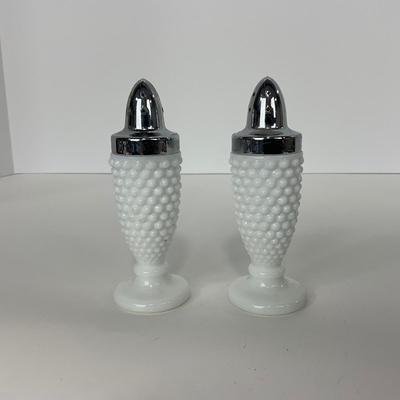 -234- GLASSWARE | Westmoreland Milk Glass Hobnail | Salt & Pepper Shakers