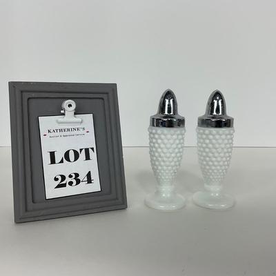 -234- GLASSWARE | Westmoreland Milk Glass Hobnail | Salt & Pepper Shakers