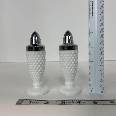 -234- GLASSWARE | Westmoreland Milk Glass Hobnail | Salt & Pepper Shakers