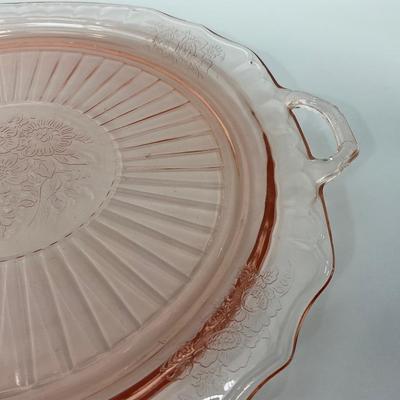 -242- GLASSWARE | Mayfair Open Rose Hocking Glass Co. | Handled Platter