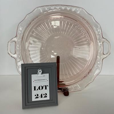 -242- GLASSWARE | Mayfair Open Rose Hocking Glass Co. | Handled Platter