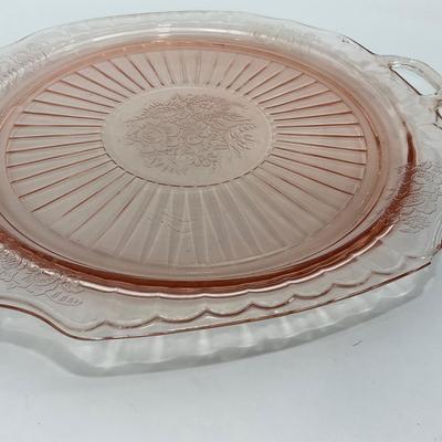 -242- GLASSWARE | Mayfair Open Rose Hocking Glass Co. | Handled Platter