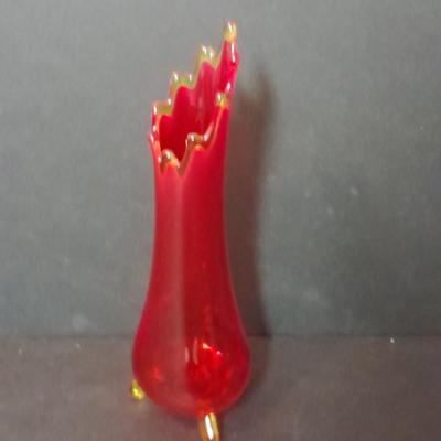 Vintage L E Smith 3 Toed Swung Stretch Vase Mid Century Modern