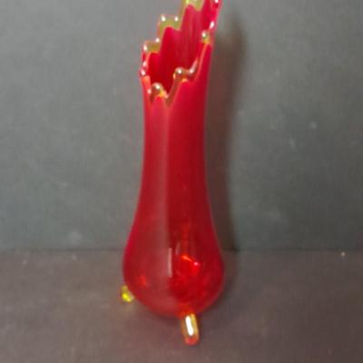 Vintage L E Smith 3 Toed Swung Stretch Vase Mid Century Modern