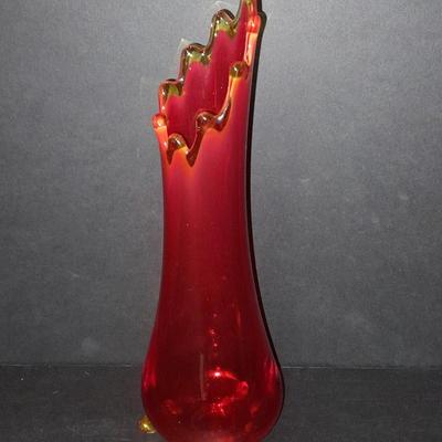 Vintage L E Smith 3 Toed Swung Stretch Vase Mid Century Modern