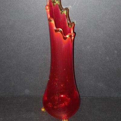 Vintage L E Smith 3 Toed Swung Stretch Vase Mid Century Modern