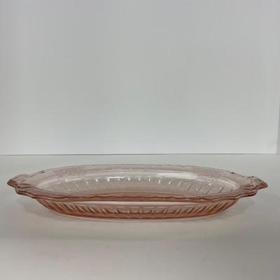 -243- GLASSWARE | Pink Mayfair Open Rose Hocking Glass Co. | Celery Dish