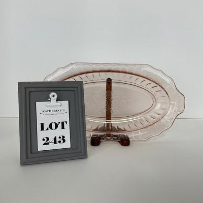 -243- GLASSWARE | Pink Mayfair Open Rose Hocking Glass Co. | Celery Dish