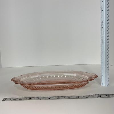 -243- GLASSWARE | Pink Mayfair Open Rose Hocking Glass Co. | Celery Dish