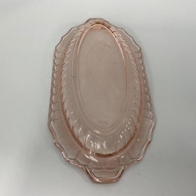 -243- GLASSWARE | Pink Mayfair Open Rose Hocking Glass Co. | Celery Dish