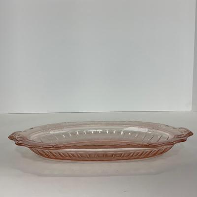 -243- GLASSWARE | Pink Mayfair Open Rose Hocking Glass Co. | Celery Dish