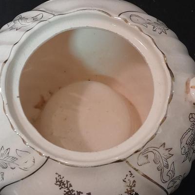 Lefton porcelain Angel, Teapot, Cup and saucer, and a silver-colored bell