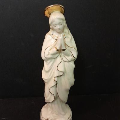 Lefton porcelain Angel, Teapot, Cup and saucer, and a silver-colored bell