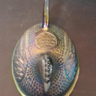 Indiana Glass Co. Blue Carnival Glass Hen on Nest